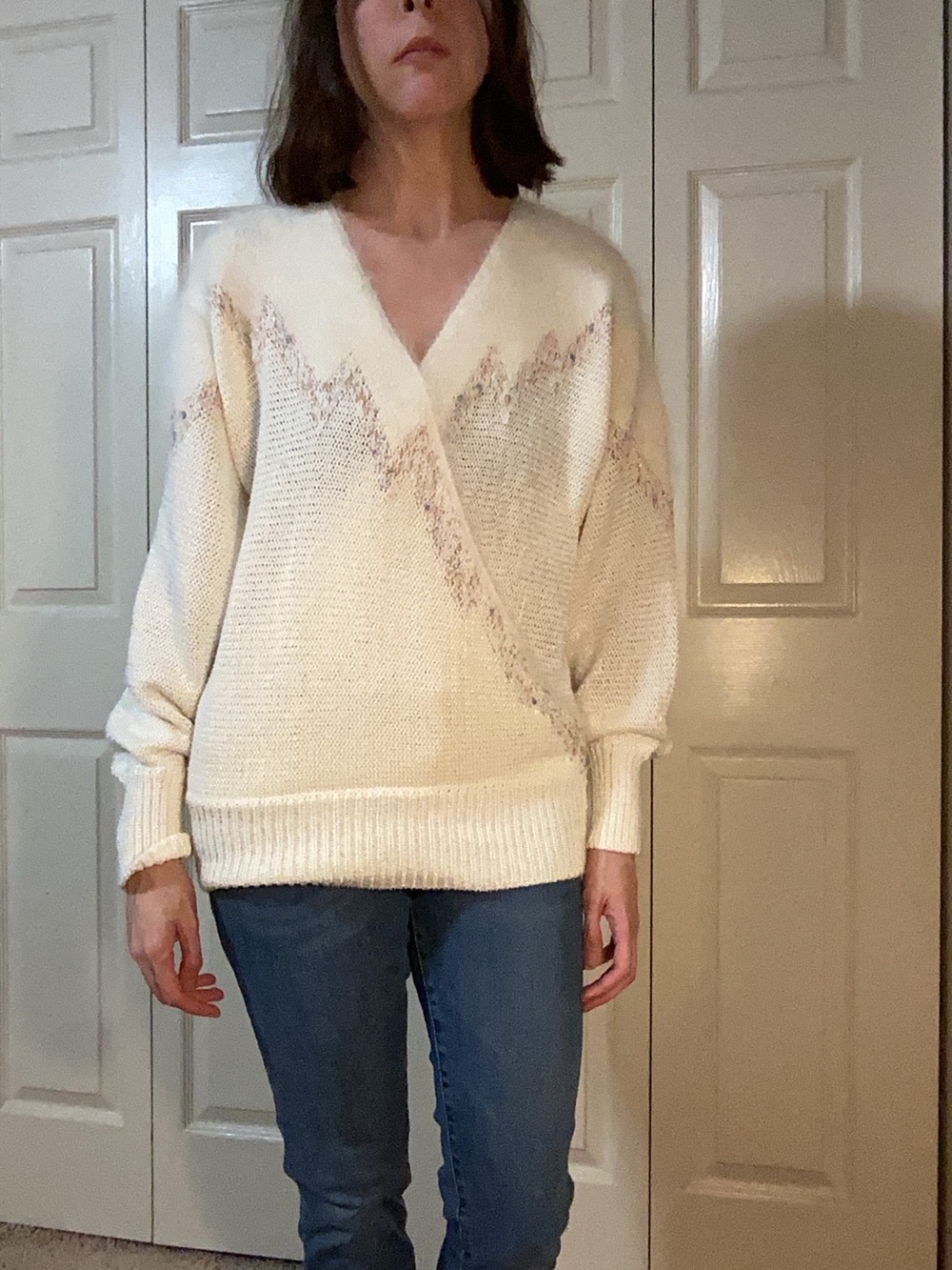 Vintage 80s White Wrap Sweater By Sideffects